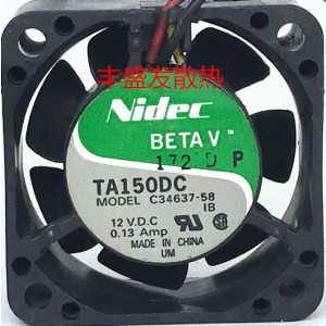 Nidec TA150DC C34637-58 12V 0.13A 3wires Cooling Fan